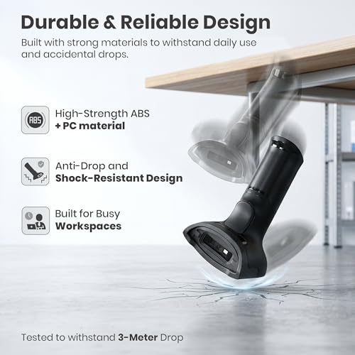 Image of LAPCARE 2D Wireless 2.4G+ Bluetooth Barcode Scanner BIS Approved, Handheld 2 D Type C Charging Barcode Reader Optical Laser High Speed for POS System Supermarket,Upto 50M Range,1400Mah Battery
