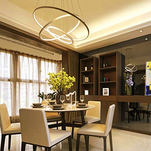 Lustre LED 95W avec éclairage variable et anneaux modulables blancs - 4