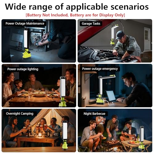 Image of Work Light Cordless Flashlight for Ryobi 18V Battery, Portable LED Folding Work Light with USB Output, 30W 2400LM for Construction Renovation & Home Repair Lighting [Battery Not Included]