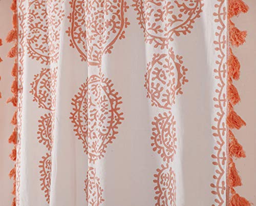 White-Rose Gold Ombre Mandala Curtains Tapestry (87" Length X 41" Width) | Indian Drape Bohemian Curtains With Pom-Pom Lace | Balcony Valance, Room Divider Curtains | Home Décor Sheer Wall Hangings #TOP1