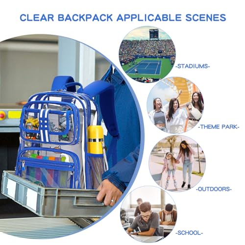 Image of Cusangel Clear Large Backpack for School,16in Heavy Duty Clear BookBag,TPU Large Capacity See Through Backpack for Stadiums,Concerts,Plastic transparente para mujer for 8Age+ Boys Girls