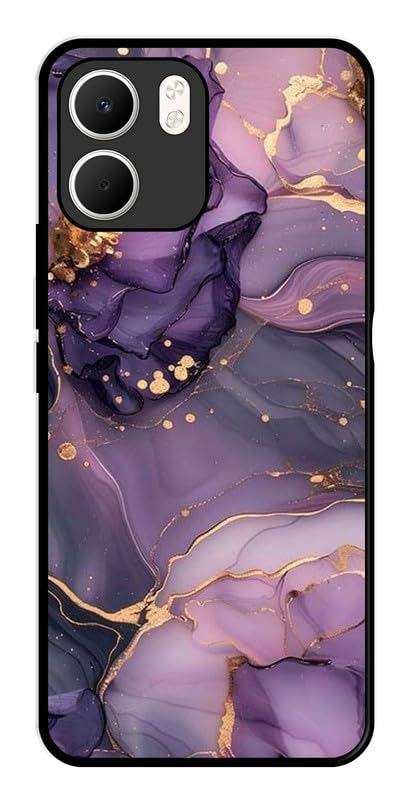 NIKODIKO Compatible with Oppo A6X 5G Mobile Phone Back Cover Case for Metal | Boys & Girls | Purple Marble Pattern Printed Soft Rubber Case (Polycarbonate | Camera Protection)