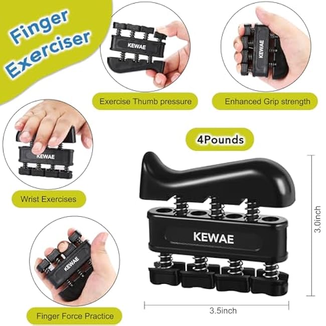 Grip Strength Trainer Kit 6 Pack with Finger Exerciser, Hand Grip Strengthener, Hand Extension Exerciser and Forearm Workout Ring for Muscle Building and Injury Recover