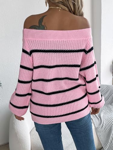 Image of ZAFUL Sweaters for Women Off Shoulder Knit Sweater with Long Sleeve Loose Pullover Jumper Tops