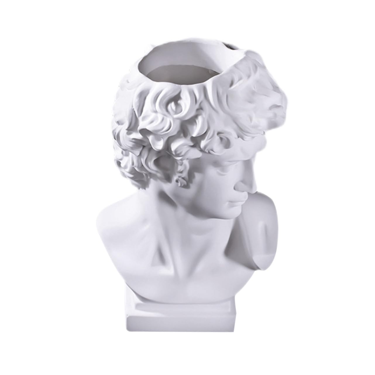ULTECHNOVO Vase à Composition Artistique en Résine Blanc 25cm Sculpture Tête David Support Pinceaux de Maquillage Décoration de Bureau et Balcon