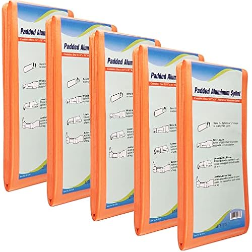 NOVAMEDIC Pack of 5 First Aid Padded Universal Aluminum Splints - 36 inch, Brace for Splinting Hands, Legs, Wrist, Ankle and Fractured or Injured Limbs, Flat Folded, Waterproof