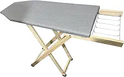 Tabua de Passar Roupas Tradicional em Madeira 2 Regulagens de Altura Tecido Térmico