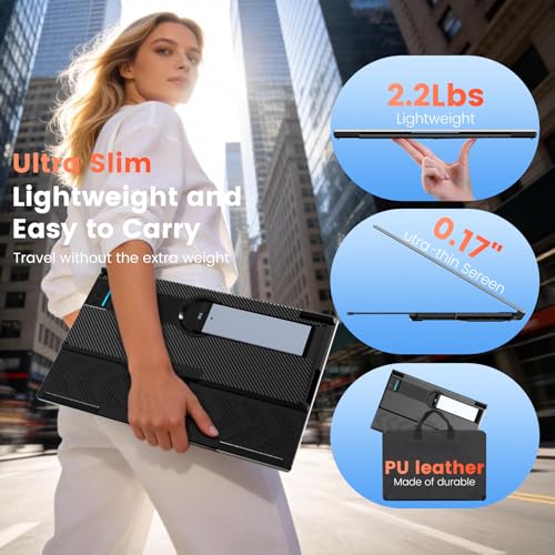 Image of SMISEACOW Laptop Screen Extender 14 inch for 13-17.3'' Laptops, Portable Dual Monitor for Laptop, Ultra-Slim Clamp-On Vertical Dual IPS 1080P Screen Monitor Extender, USB-C HDMI for Office Travel