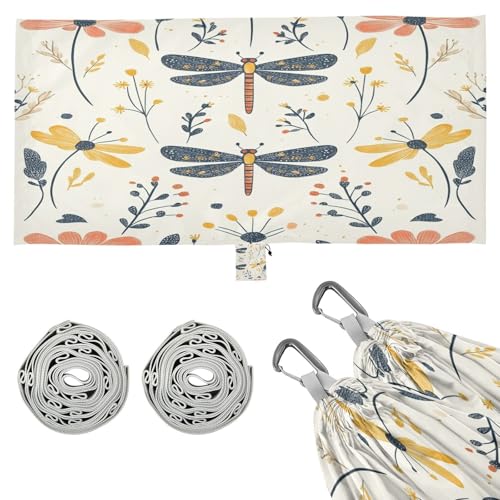 Haskirky Mushroom Dragonflymushroom Dragonfly Camping Hammock, Single Portable Hammocks with Tree Straps & Attached Carry Bag, 330Lbs Capacity Perfect for Outside Indoor Hiking Beach Backpack Travel