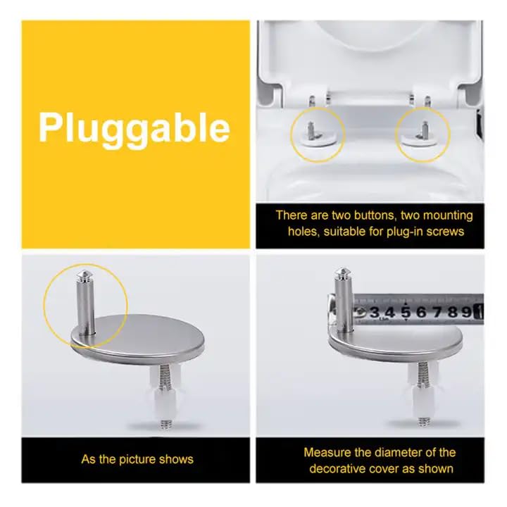 VICTAC Steel Round Toilet Seat Cover Hinges Kit for Wall Hung Commode, Quick Release Hinges with PVC Locking nut for Jaquar Type Toilet seat only Soft Closing Seat Hinges Replacement Spare 2
