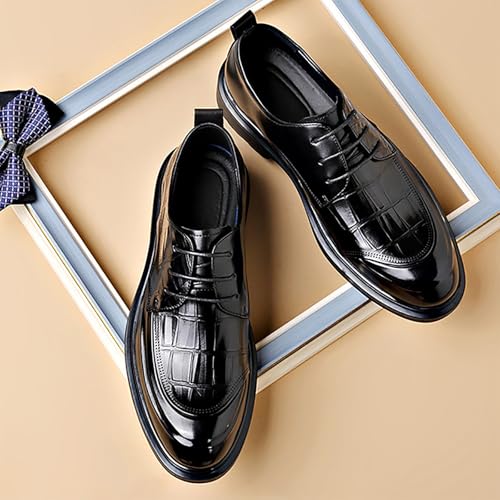 New Men's Leather Business Dress Shoes, Thick Sole Fashion Lace-Up Trendy Shoes, Comfortable for Wedding & Office, Ideal for Men2