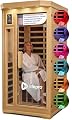 LifePro Rejuvacure 1 or 2 Person Indoor Sauna — Far Infrared Sauna for Home with Chromotherapy Lights — Carbon Fiber Panels, Tempered Glass Door, Canadian Hemlock Wood and Bluetooth Sound System