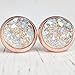Opal on Rose Gold - Druzy Stud Earrings - Hypoallergenic Posts