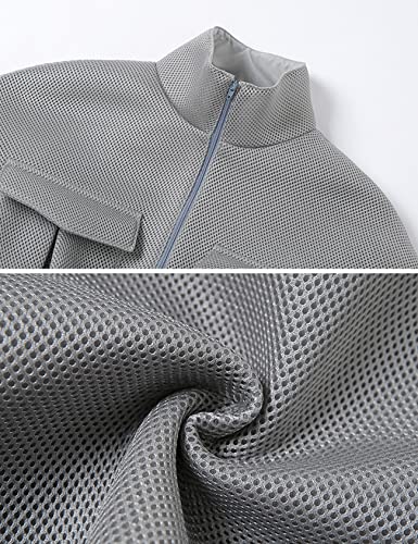 Flygo Womens Zip Up Cropped Jacket Stand Collar Long Sleeve Lightweight Short Bomber Jackets Coat(Black-L) #TOP3