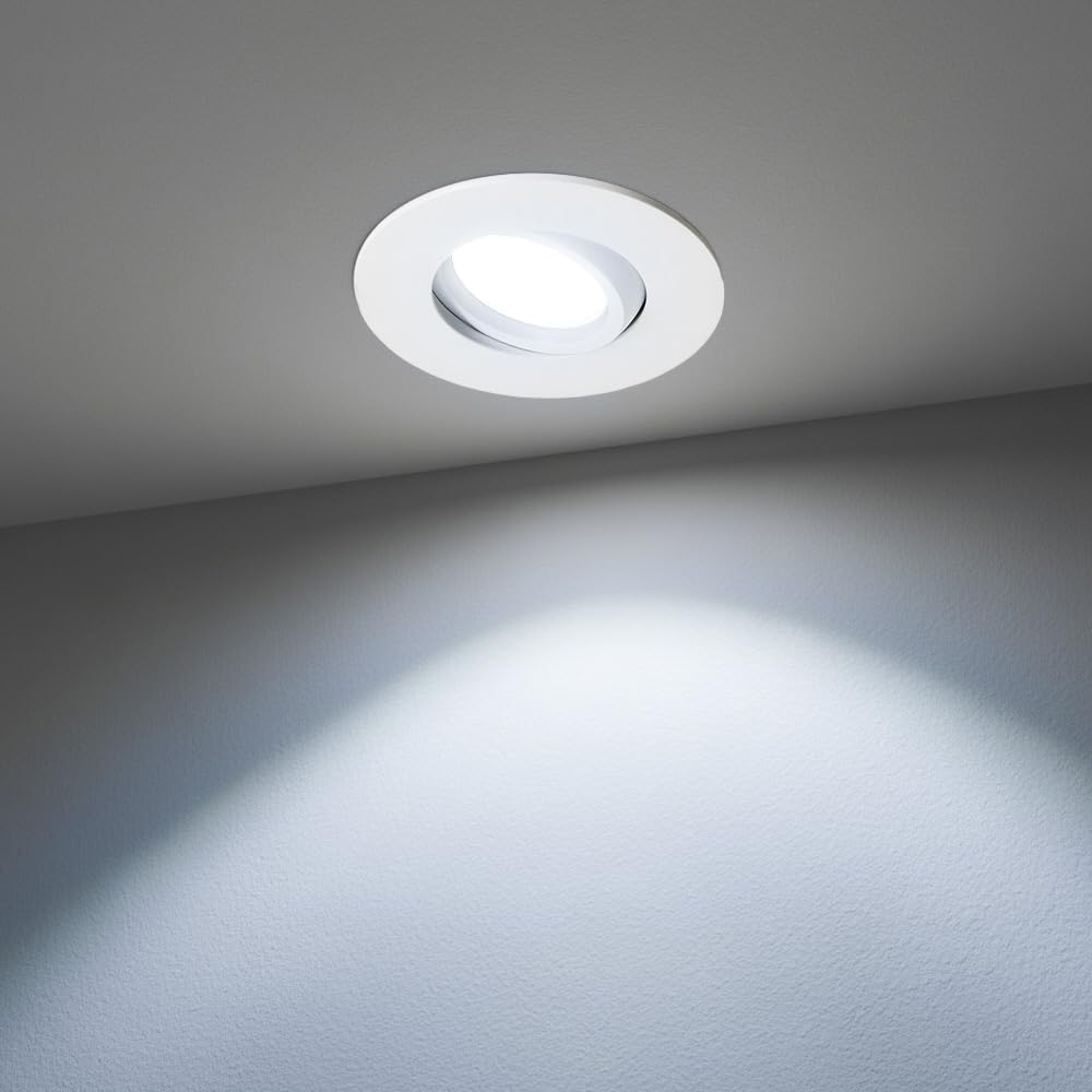 EDO Zestaw 3 sztuk - Oprawa Wpuszczana LED GU10 5,5W 6500K 230V POLI Biała Okrągła Ø 95 mm - Reflektor Podtynkowy z Regulowanym Pierścieniem - Lampa Sufitowa IP44 do Łazienki, Pralni, Kuchni
