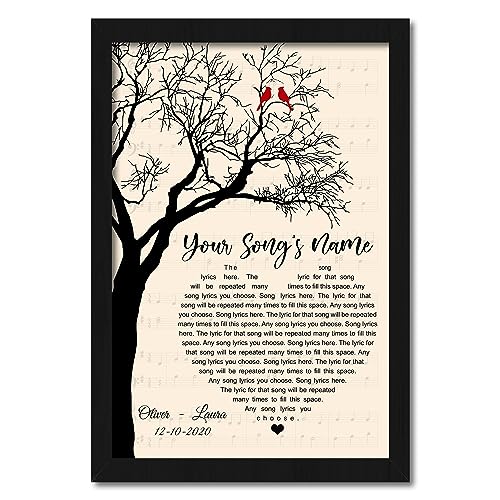 Custom Song Lyrics Wall Art, Personalized Song With Photo, Perfect Framed Lyrics, Customized Valentines Gift For Him, Her, Couple