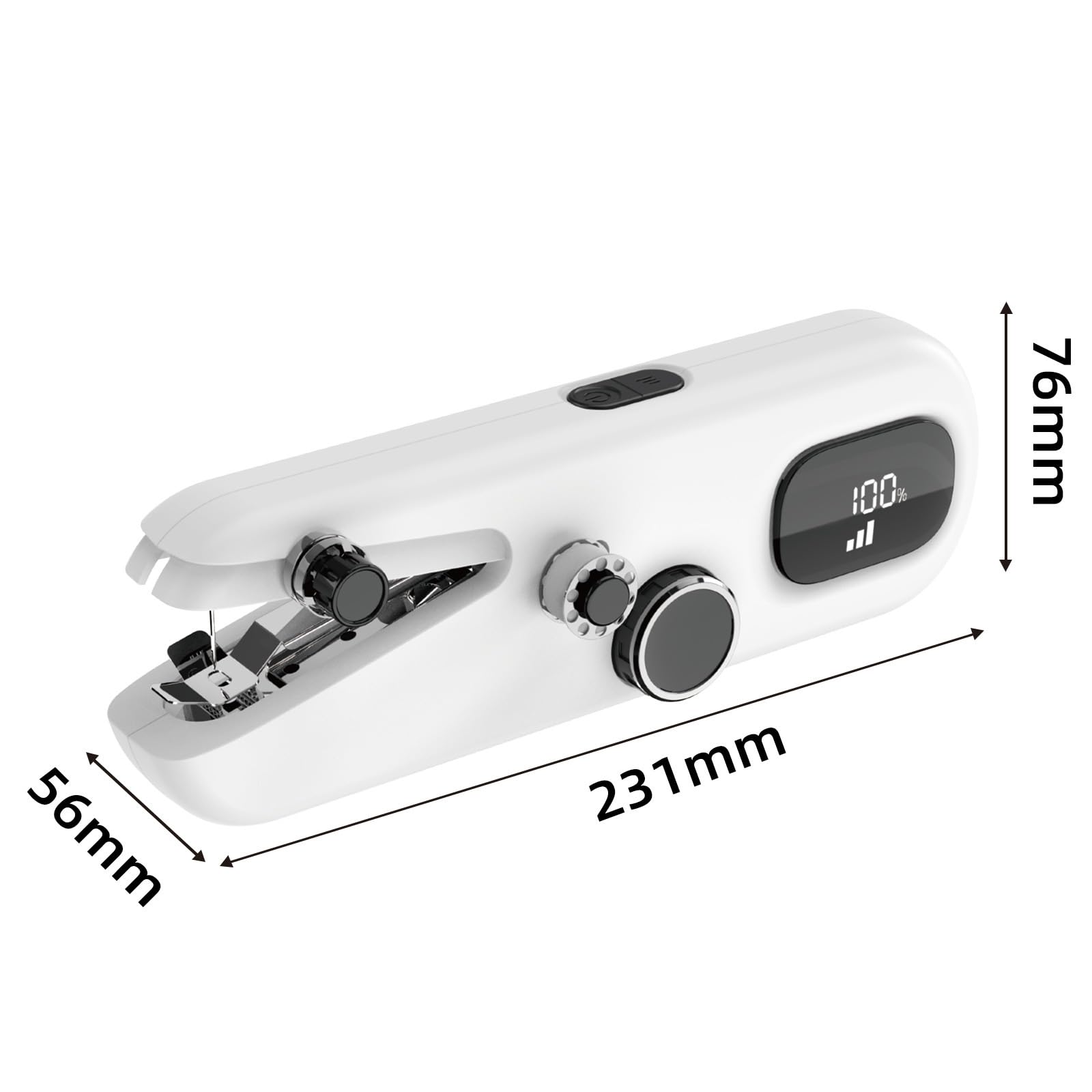 Mini macchina da cucire con display digitale per principianti, macchina da cucire a mano, pinzatrice portatile a batteria a doppia velocità, ricaricabile tramite USB, per orlo, riparazione di tessuti