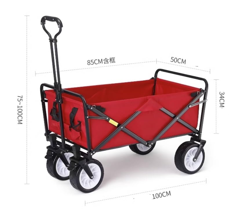 Einkaufswagen Faltbarer 4-Rad-Campingwagen, Gartenwagen für Einkauf, Outdoor-Transport, Strand-, Picknick- und Campingbedarf – Bild 3