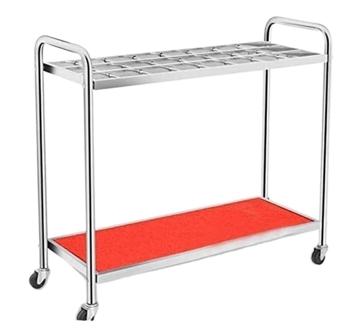 HYLYGFH Stainless Steel Umbrella Stand with Wheels, Floor Umbrella Holder Rack for Hotel Lobby, Stylish Silver Umbrella Storage Bucket, Size 88x34x77cm