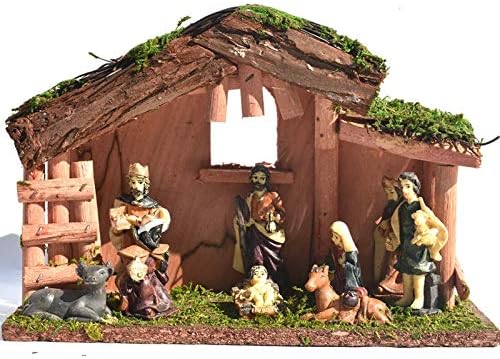 Christian Decor Christmas Nativity Figures Nativity Manger House Character Religious Articles Resin Crafts Home Decoration Holiday Decoration - (Color: 26x10.5x18cm)