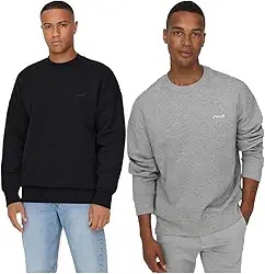 Kit 2 Casaco Moletom Gola Redonda Masculino Careca Blusa de Frio Flanelado Algodão