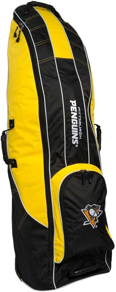 Team Golf NHL Travel Golf Bag, High-Impact Plastic Wheelbase, Smooth & Quite Transport, Includes Built-in Shoe Bag, Internal Padding, & ID Card Holder