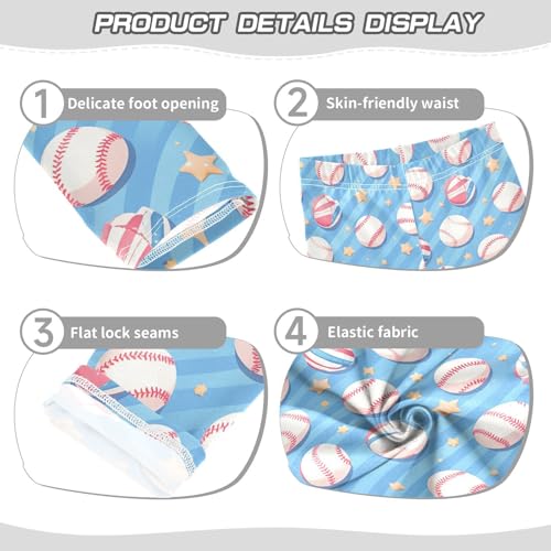 KLL Baseball Blue Stripoddler Girls' Basic Leggings Fashion High Waisted Lounge Pants Gym3