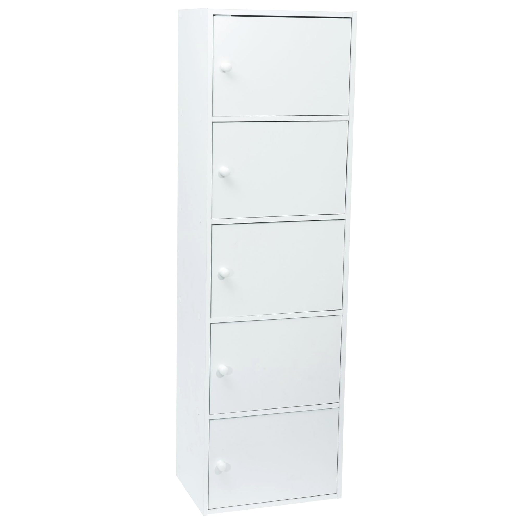 WERKA PRO Meuble Blanc à Portes - 5 Portes - Panneaux de Bois MDF - 133 x 40 x 29 cm - Livré en Kit avec Plan de Montage - pour Salle de Bain, Couloir ou Chambre - Robuste et Élégant