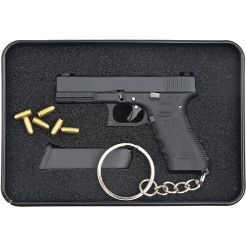 Alloy Empire Mini Pistole Schlüsselanhänger - Taktische Pistolenform Ornament Kollektion Für Männer Armee Fan Jungen Geschenk (Schwarz)
