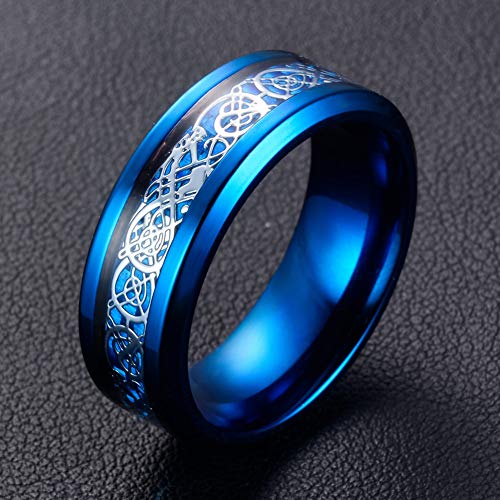Image of HIJONES Unisex Carbide Fiber Celtic Dragon Spinner Ring Stainless Steel Wedding Spins Band