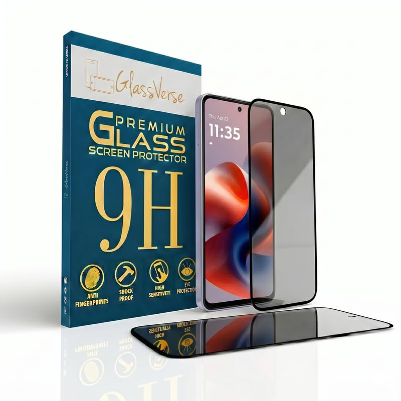 Image of GlassVerse Ultra Privacy Tempered Glass For Motorola G86 Power 5G (Pack Of 2) with Free Installation Kit. Edge To Edge. (In-Screen FingerPrint Lock will not work with the Privacy Guard) - 6.67 inch