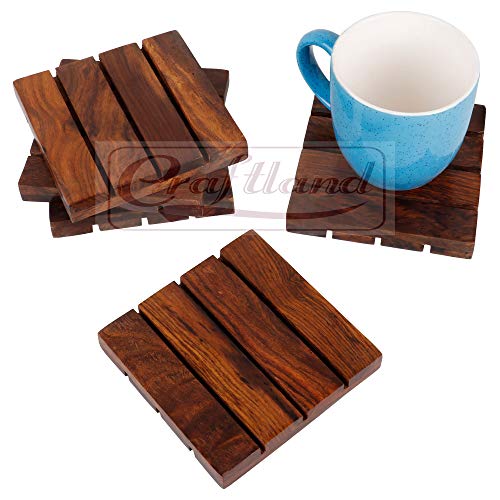 Image of Craftland Wooden Coasters for hot /Cold Drink, Decorative Coaster Set for Dining /Tea /Coffee Table.(Set of 4)