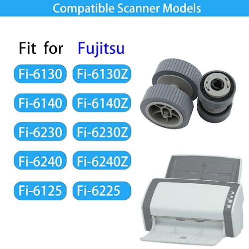 Image of 2025 Upgraded PA03540-0001 PA03540-0002 Brake Roller Pick Roller Without Shaft Scanner Part,Compatible with Fujitsu Fi-6130 Fi-6130Z Fi-6140 Fi-6140Z Fi-6230 Fi-6230Z Fi-6240 Fi-6240Z Fi-6125 Fi-6225