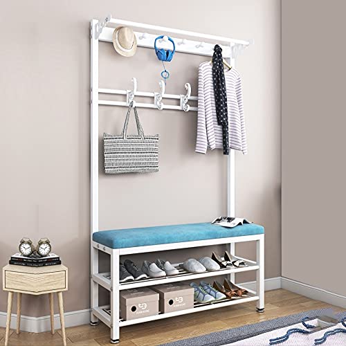 GXXINGIN Perchero Industrial de pie con Ganchos para Zapatos y Almohadilla Antideslizante para el pie para Dormitorio, Pasillo, Sala de Estar, Capacidad de Carga máxima de 150 kg (Color: Blanco, Tam