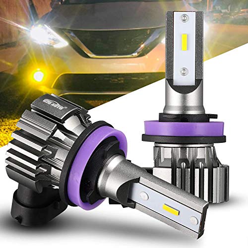 CZC AUTO H11 LED Fog Light Bulbs 2 Pack Quick Install H16 H8 LED Fog Lamps Bulbs 5,000 Lumens Super Bright Yellow Fog Light, 3000K Amber LED Fog Bulb Replacement for Car Over 30000 Hours Lifespan
