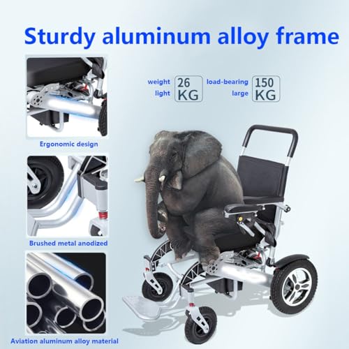 Elektryczny wózek inwalidzki dla dorosłych, składany, lekki wózek inwalidzki z aluminiową ramą, wspomagające hamulce ręczne i pas biodrowy, łatwy do transportu i przechowywania