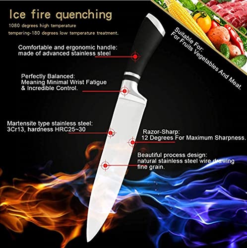Image of Premium 7 inch Stainless Steel Meat Knife for Kitchen Chopping, High Carbon Ultra Sharp Santoku Knife Japanese Cooking Chef Butcher Knife for Meat and Vegetable Cutter Knives