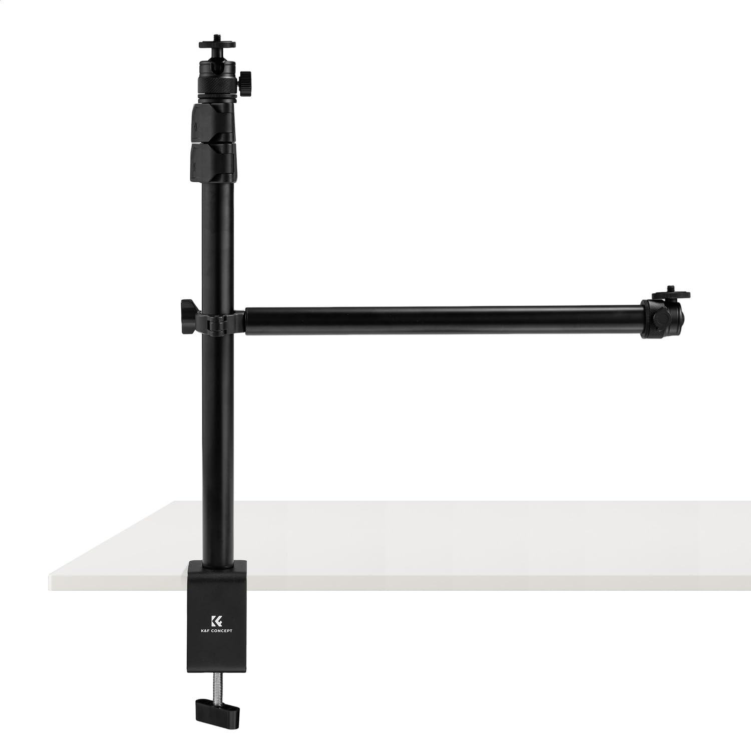 K&F CONCEPT Uchwyt stołowy do aparatu fotograficznego 14-40" z zaciskiem telefonicznym, głowica kulowa i śruba 1/4-3/8" i zacisk C i uchwyt na statyw na telefon komórkowy, regulowany aluminiowy statyw