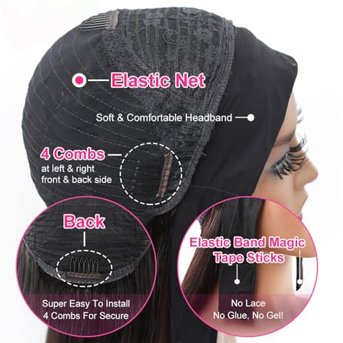 Image of Celiarita Headband Wig Human Hair Body Wave 20 Inch Glueless None Lace Front Wigs Machine Made Half Wigs for Black Women Body Wave Headband Wigs Human Hair Natural Color