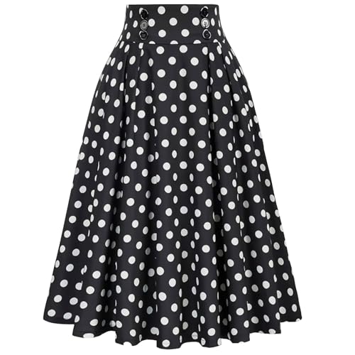 Ladies Loose Fit Skirts for Women Maxi Long Midi Knee Length Pleated High Cut Polka Dot Skorts 2025 Trendy2