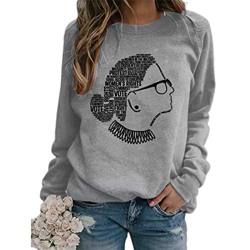 R.B.G. Funny Progressive Liberal Ruth Bader Ginsburg Women RBG T-Shirt Pullover Sweatshirts M Grey