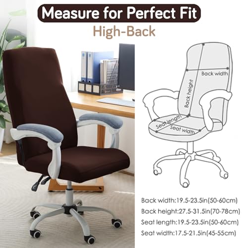 Image of HOKIPO Office Chair Cover for Executive Chair (High-Back) - 140 GSM Stretchable Fabric - Anti-Slip & Washable - Fits Tall & Big Office Chairs, Chocolate Brown (AR-6204-BRN)