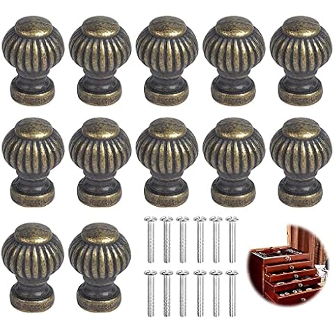 TogtherKings 12 Pieces Mini Furniture Knobs, Retro Drawer Pull Handle, Bronze Vintage Door Knobs, Retro Furniture Knobs, Handle with Screws, for Wooden Case, Drawer, Cabinets Cover