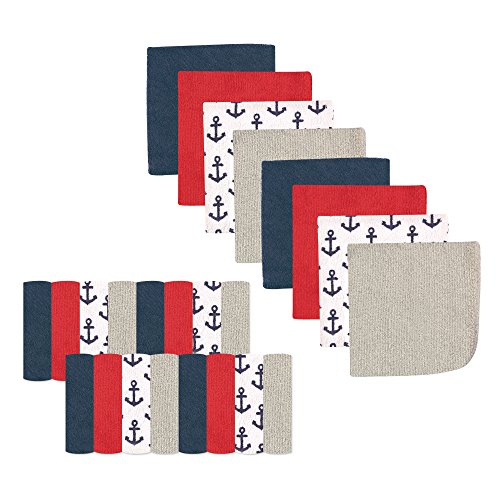 Image of Luvable Friends Unisex Baby Super Soft Bundle Washcloths, Anchor, One Size
