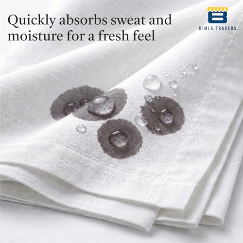 Image of Btag Premium Pure Cotton Handkerchiefs for Men | White with Stylish Border | Soft, Durable & Absorbent Hanky /Rumal | Classic Solid Design for Boys & Men |White (Pack of 12) 53 x 53 CM
