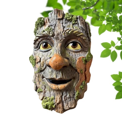 Statue de visage d'arbre en résine haute densité pour accent décoratif extérieur durable - 2