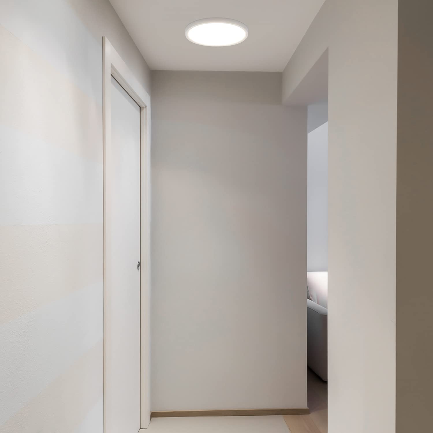 2 pezzi Plafoniera con Sensore di Movimento, Plafoniera Led Soffitto, Lampada Soffitto, Luce Led Soffitto, Ultra Sottile, 1800LM, 4000K, 22cm, IP44 Stagna, Bianco