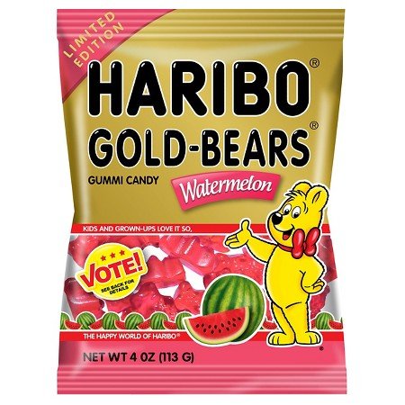 Haribo Gold Bears Gummi Candy - Limited Edition Watermelon 4 oz. (Pack of 4)