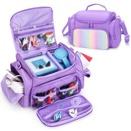 Carrying Case Compatible with Toniebox, Portable Bag for Audio Player Starter Set, Storage Travel Case for Charging Statn Headphone, with Shoulder Strap and Handle, Purple, Patented Design (Bag Only)