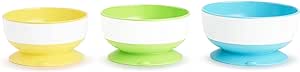 Munchkin® Stay Put™ Suction Bowls for Babies and Toddlers, 3 Pack, Blue/Green/Yellow